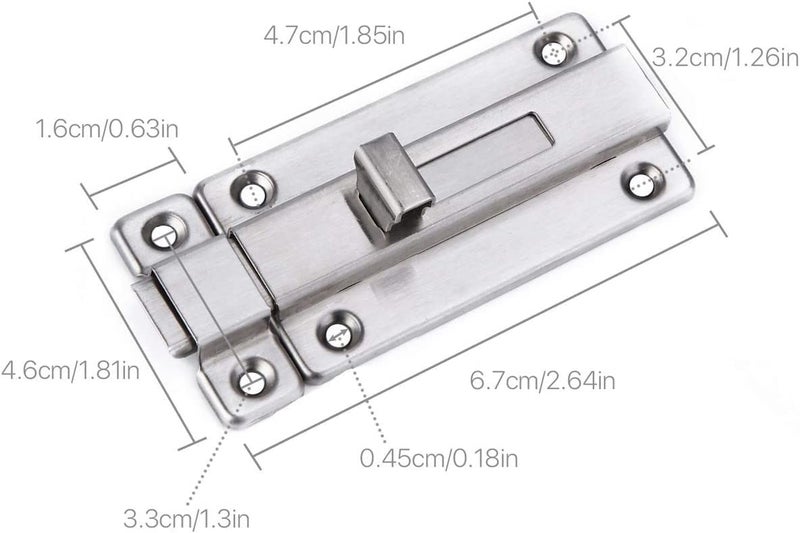 Biendo Door Bolts, 2 Pieces Stainless Steel Latch Sliding Door Lock, Surface Mounted Slide Bolt for All Types of Internal Doors - Image 2